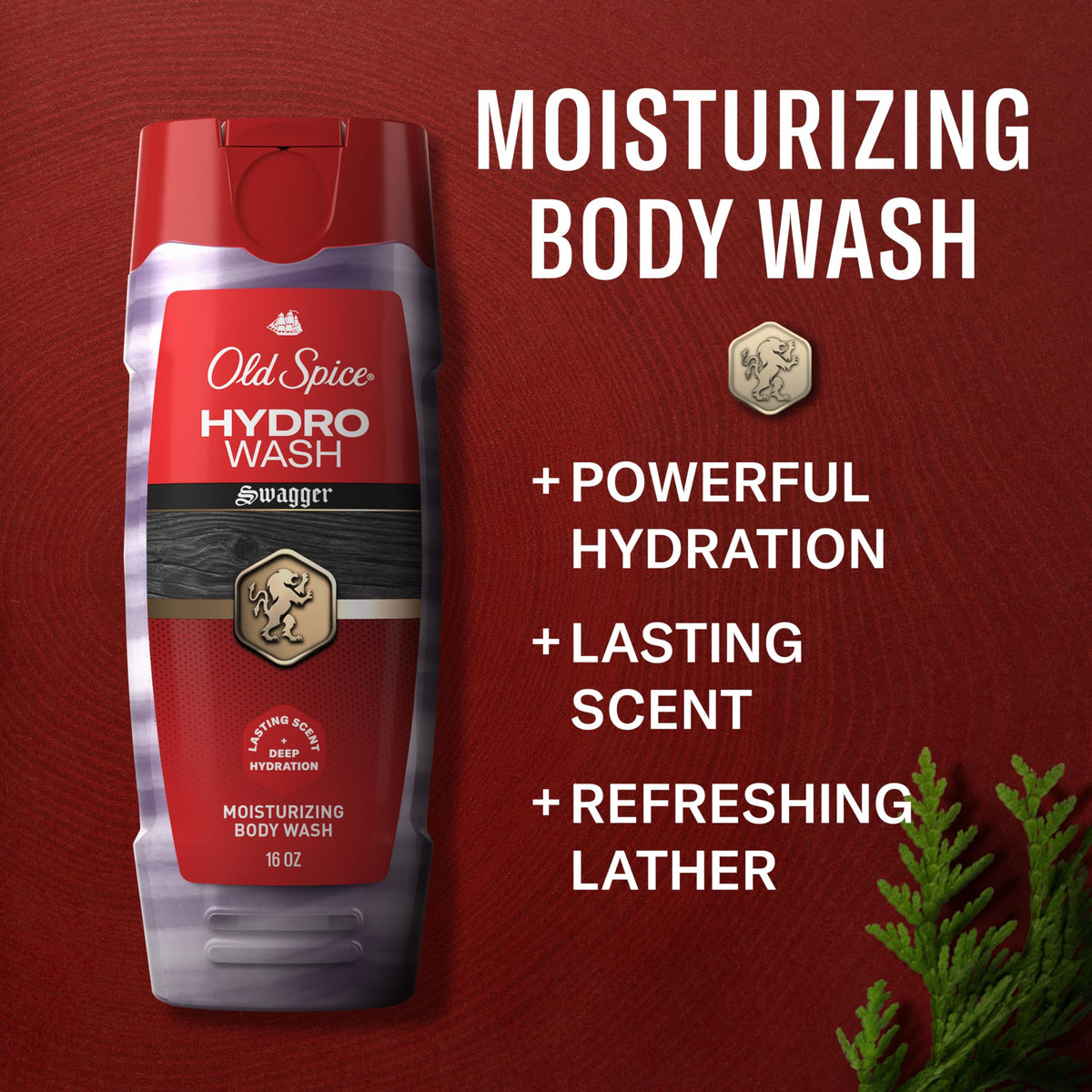 Old Spice Hydro Wash back label with ingredients and directions highlighting product transparency