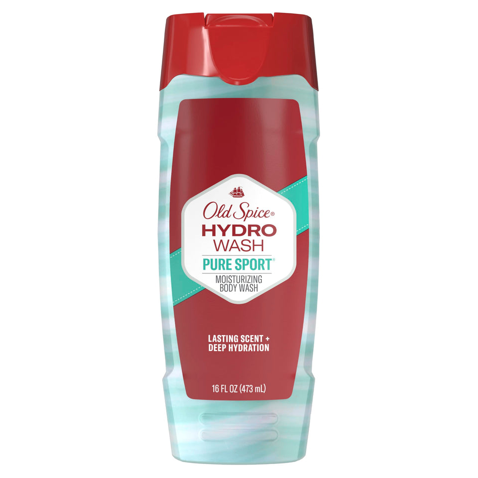 Old Spice Hydro Wash front packaging showing bottle and scent branding for freshness
