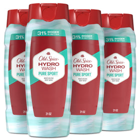 Old Spice Hydro Wash front packaging showing bottle and Pure Sport scent benefit