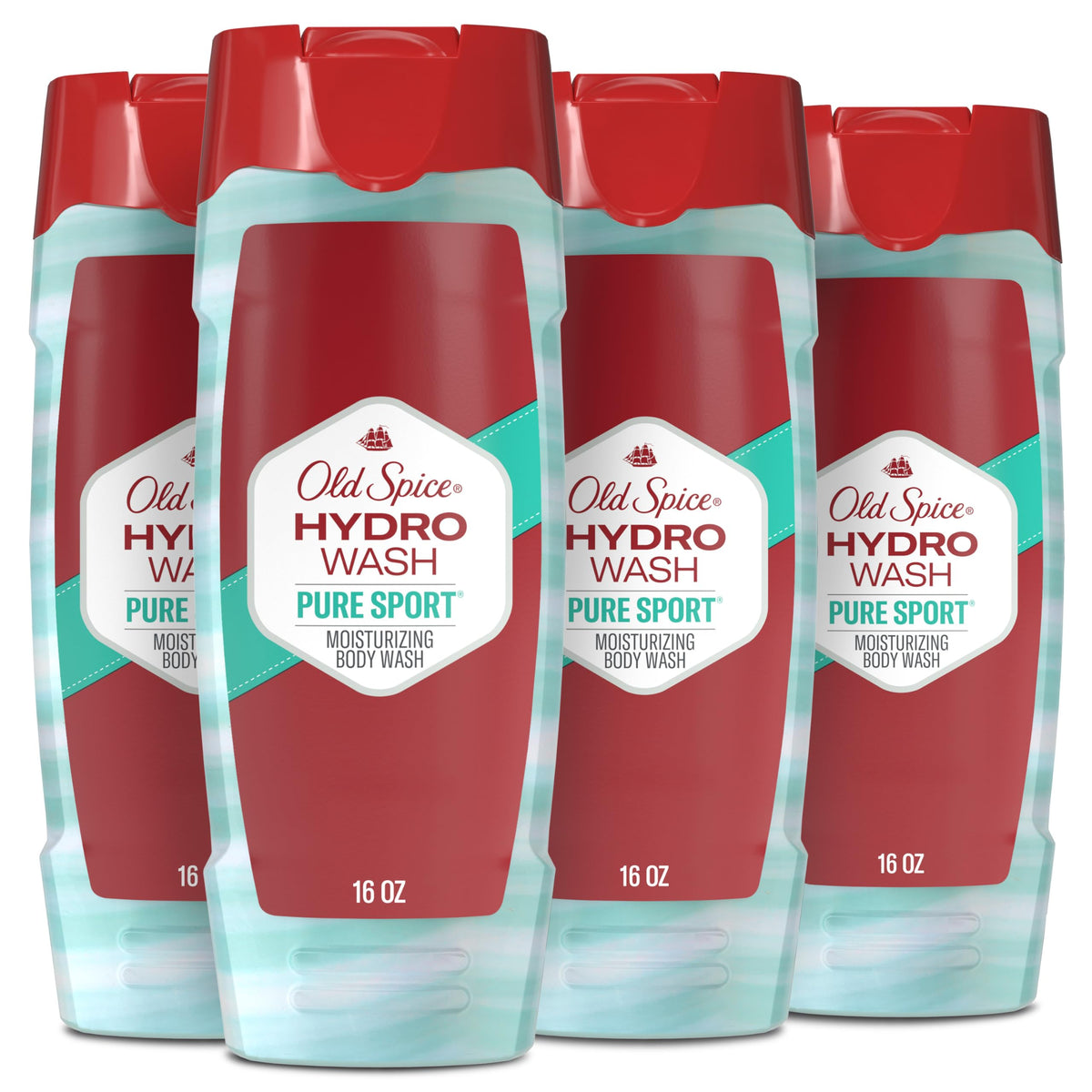 Old Spice front packaging showing Hydro Wash bottle and branding for clear identification and shelf appeal