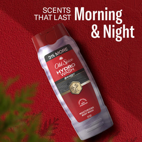 Old Spice Hydro Wash next to grooming products suggesting coordinated signature scent benefit