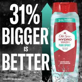 Old Spice Hydro Wash in-shower use portraying quick cleanse after workout