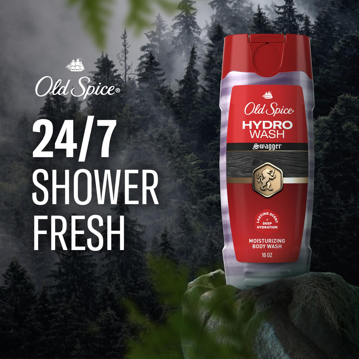 Old Spice Hydro Wash pump and cap detail for convenient one-handed dispensing benefit