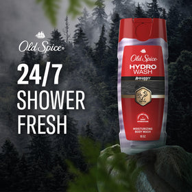 Old Spice Hydro Wash pump and cap detail for convenient one-handed dispensing benefit