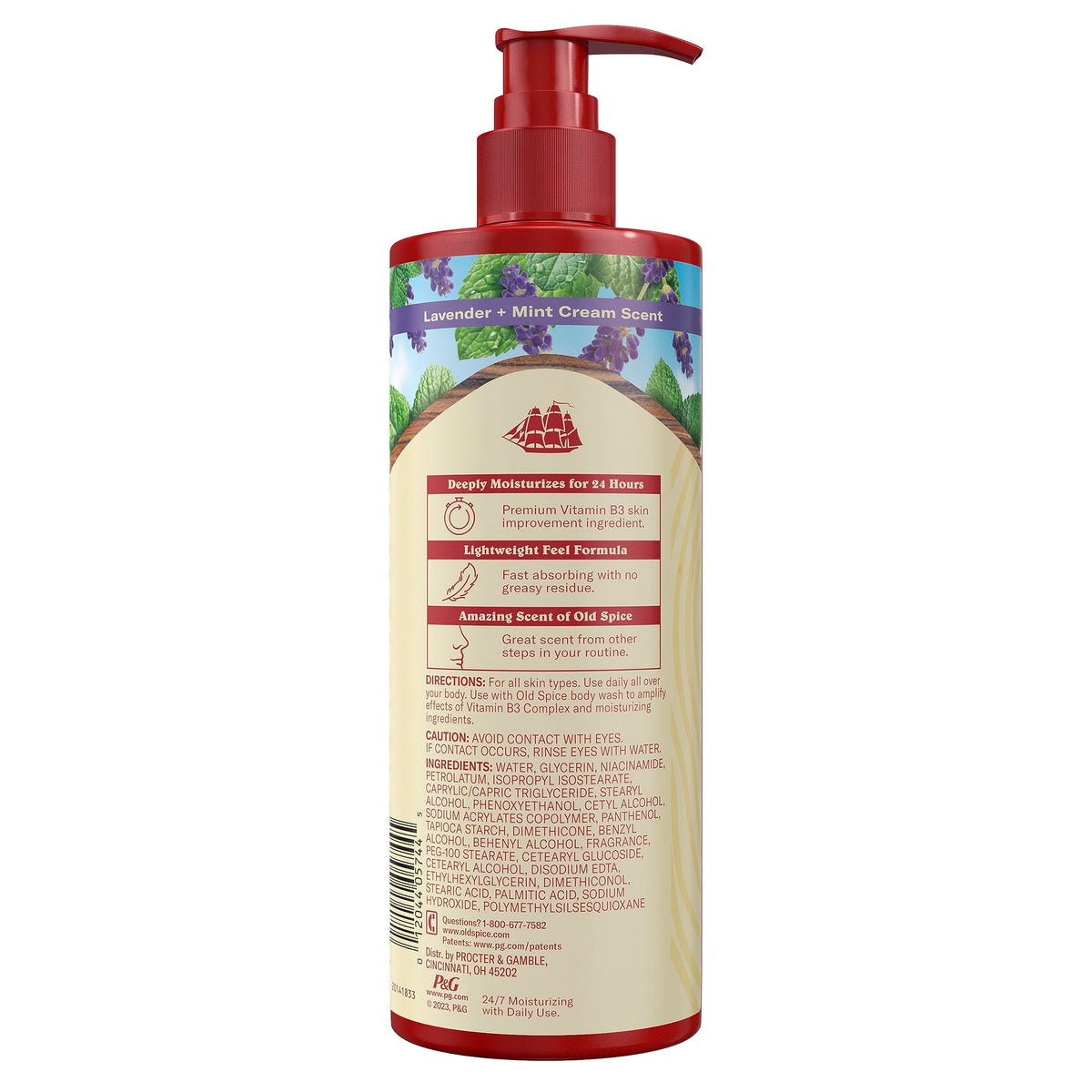Old Spice lavender and mint visuals showing soothing fresh-scent benefit