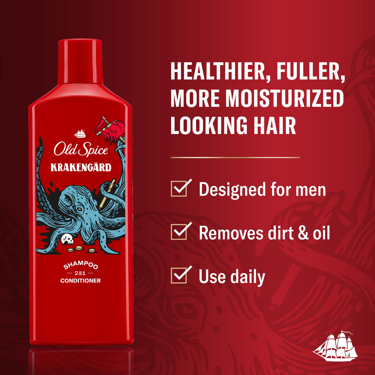 Old Spice Krakengard back label with ingredients and usage information benefit