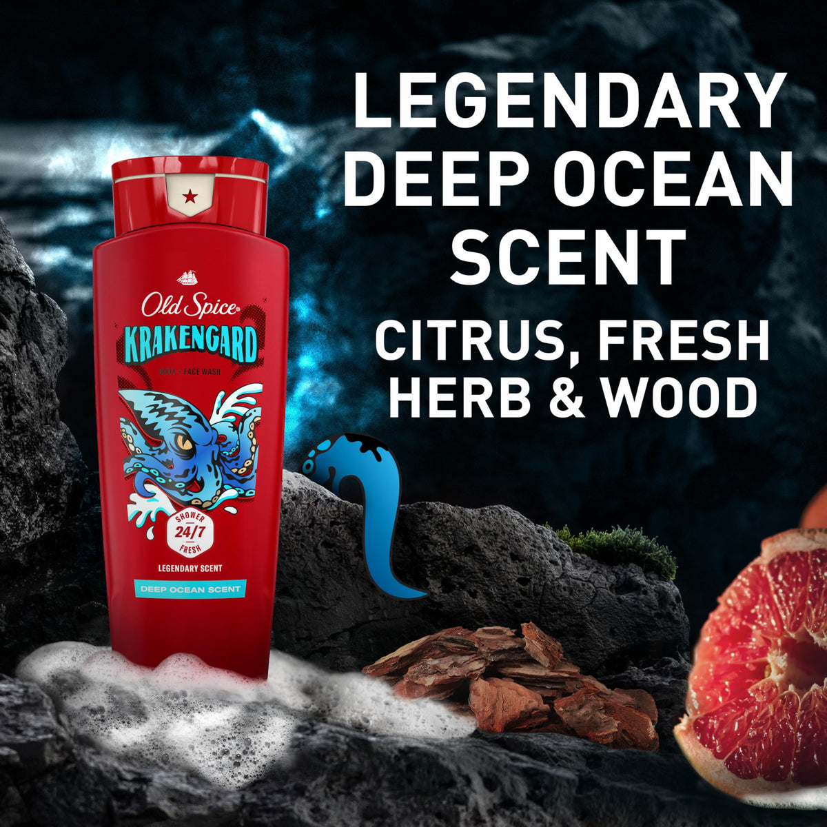 Old Spice Krakengard four bottles stacked together representing value pack savings
