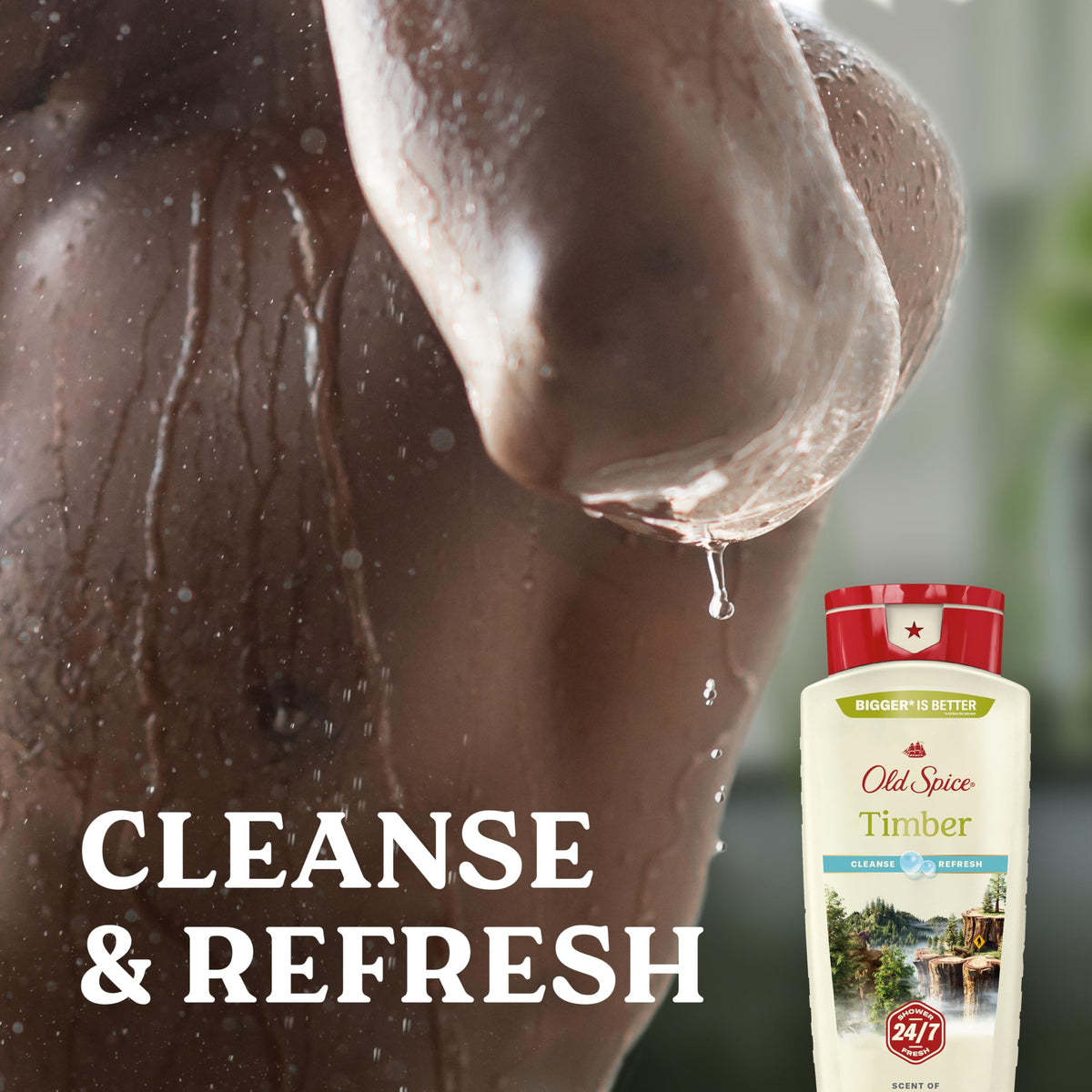 Old Spice lather foam close-up showing creamy texture for effective dirt removal