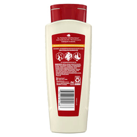 Old Spice bottles on bathroom shelf portraying everyday routine and fresh scent