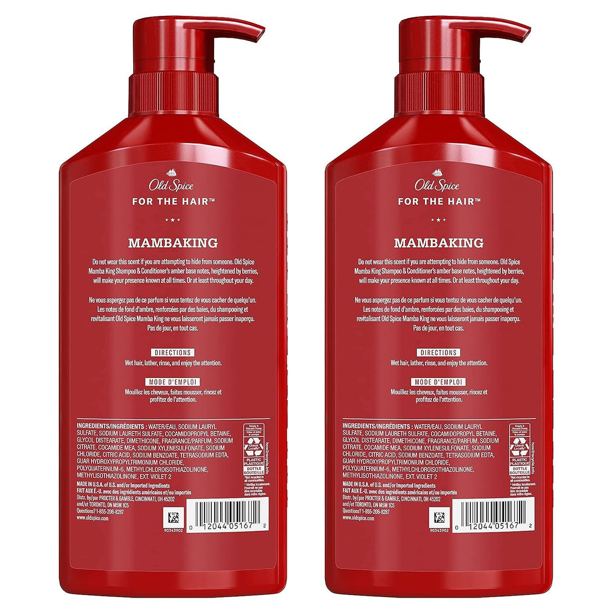 Old Spice MambaKing back label with directions and ingredients for informed, confident use