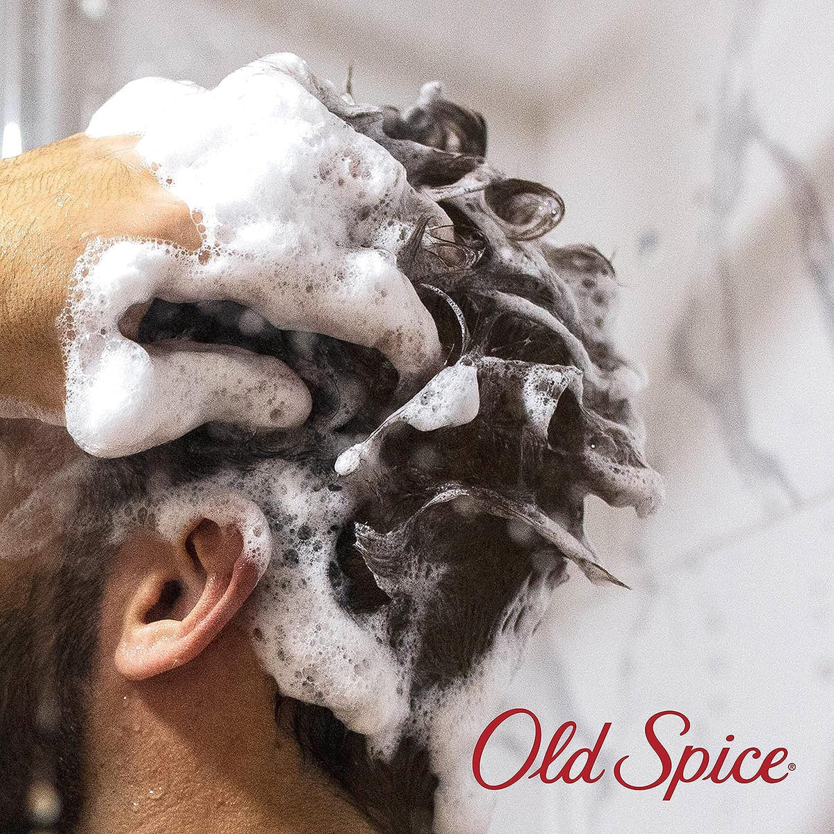 Old Spice MambaKing in-shower use showing application for efficient wash-and-condition performance