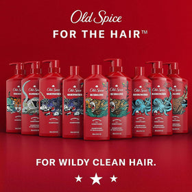 Old Spice MambaKing size comparison next to ruler illustrating large 21.9 fl oz bottle value