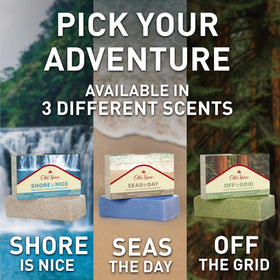 Old Spice lifestyle image of man showering for confident woodsy scent