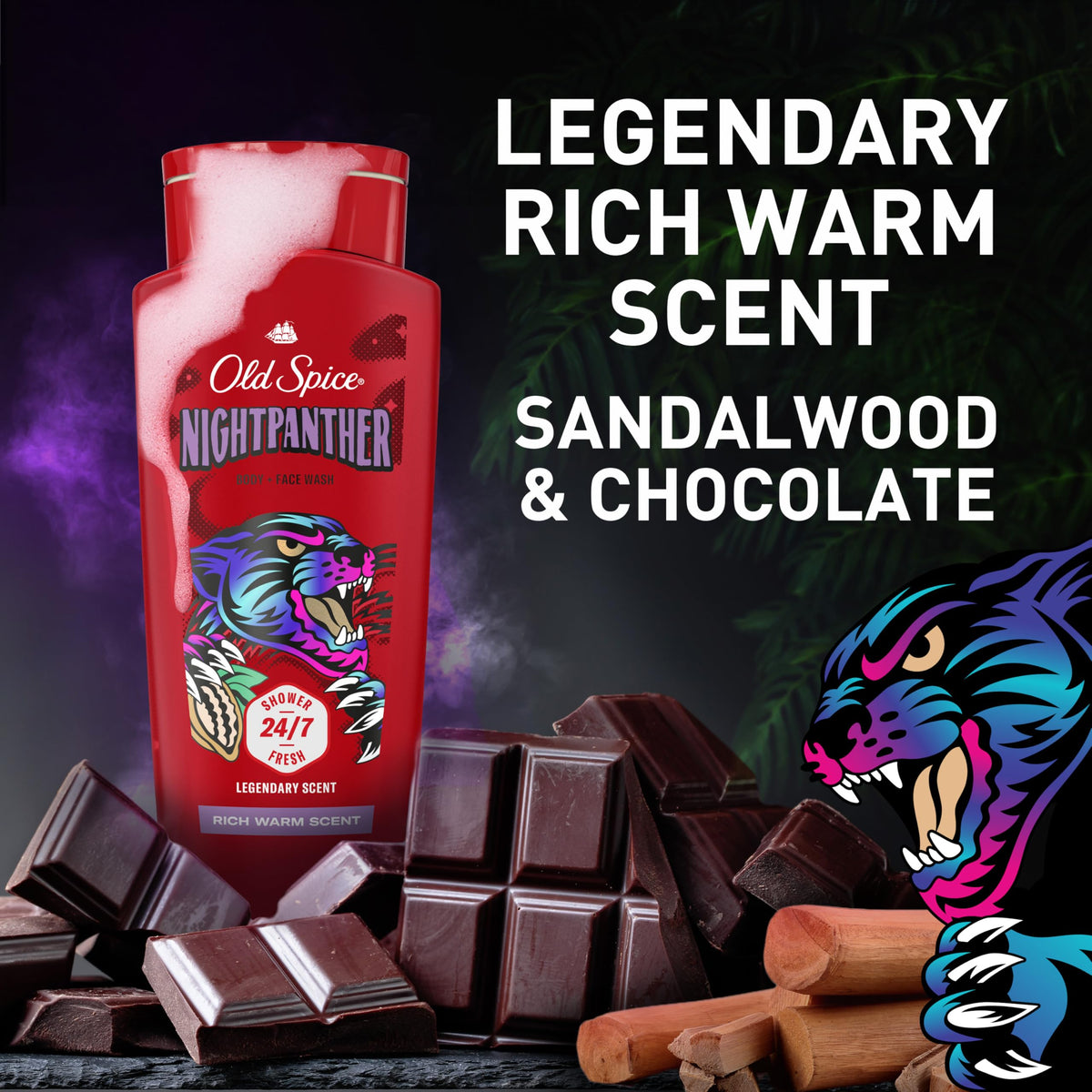 Old Spice NightPanther four bottles arranged to show bulk pack convenience