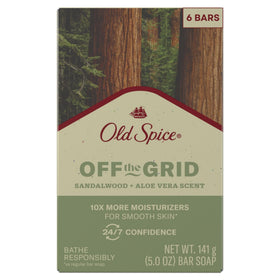 Old Spice front packaging showing sandalwood scent and benefits