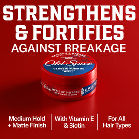 Old Spice pomade being rubbed into hands for easy, even application