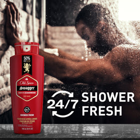 Old Spice pouring into hand illustrating easy use and economical dosing