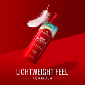 Old Spice pump dispensing lotion texture highlighting quick absorption benefit