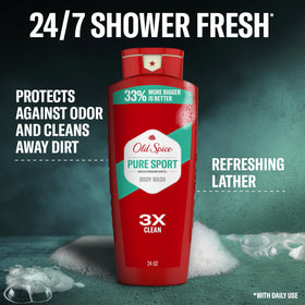 Old Spice Pure Sport back label showing ingredients and usage instructions for clarity