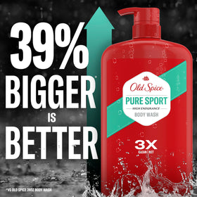 Old Spice bottle on shower shelf showing easy access and daily use