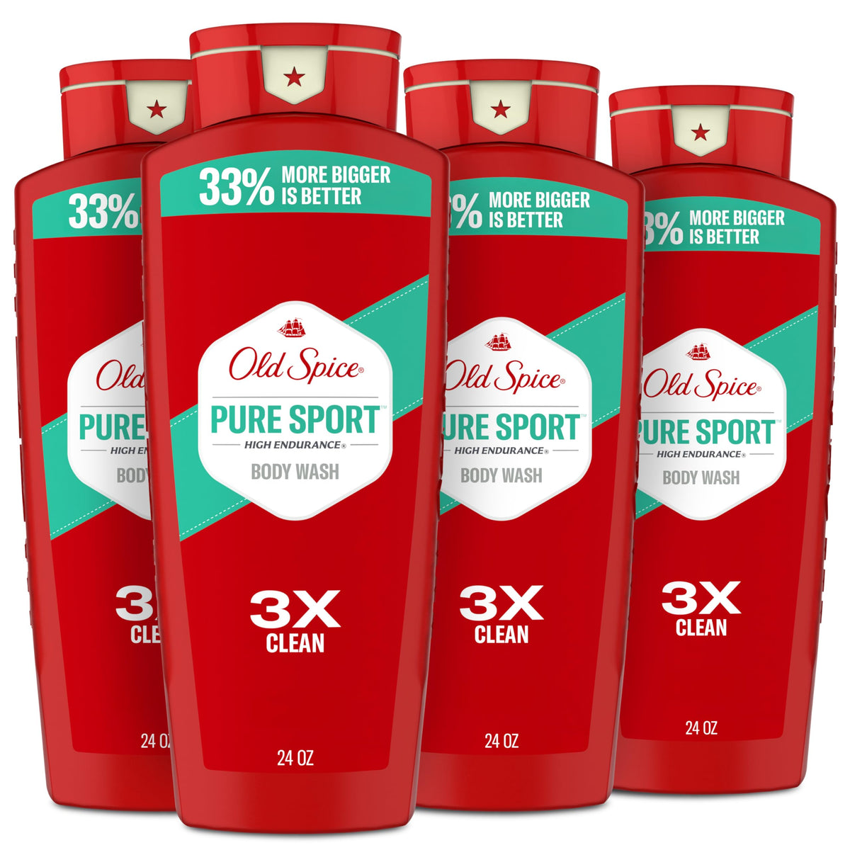 Old Spice Pure Sport front packaging showing brand and 24 oz size for easy selection