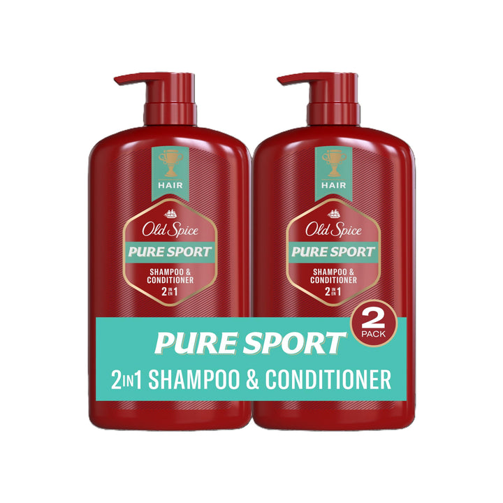 old spice front packaging showing Pure Sport twin bottles and bold branding