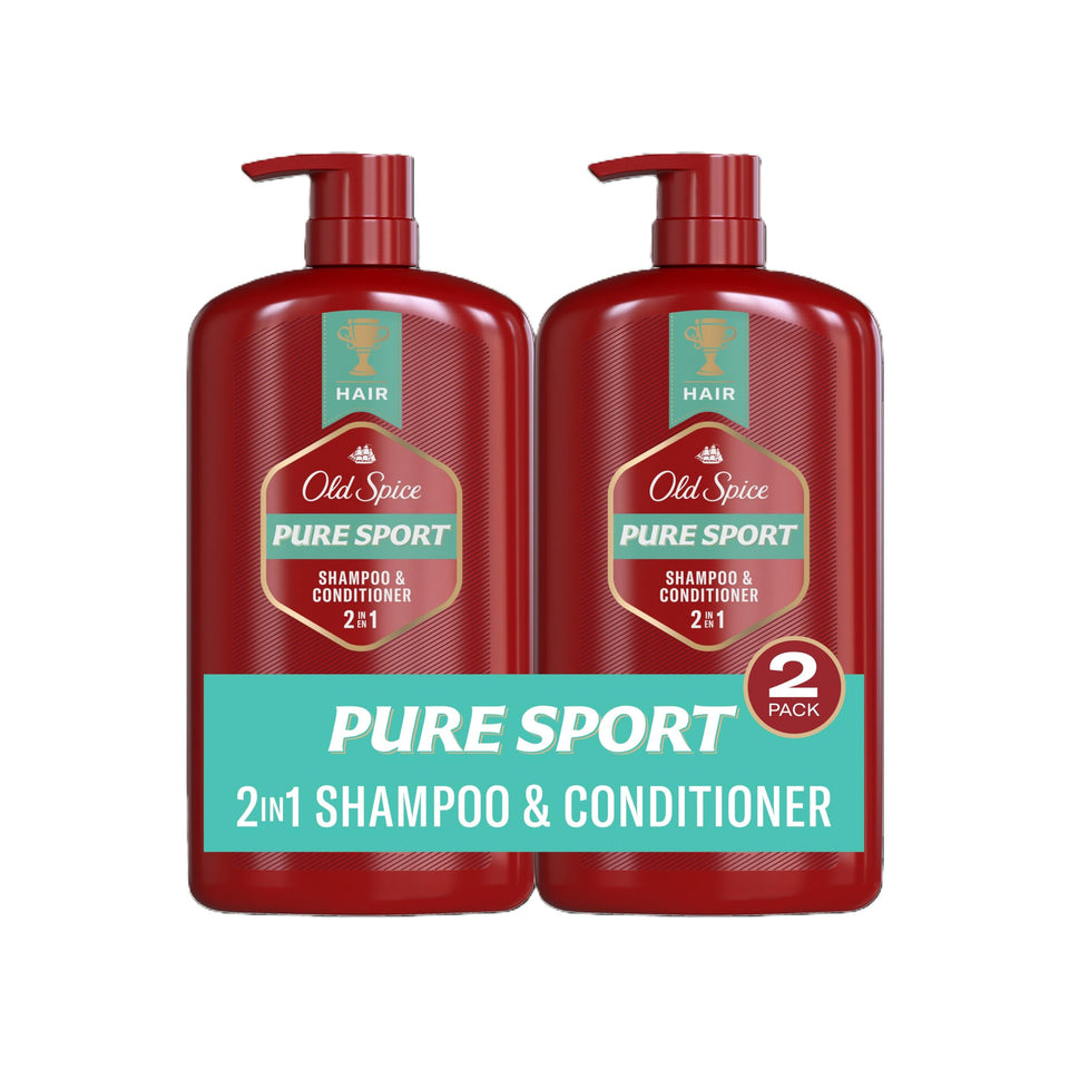 old spice front packaging showing Pure Sport twin bottles and bold branding
