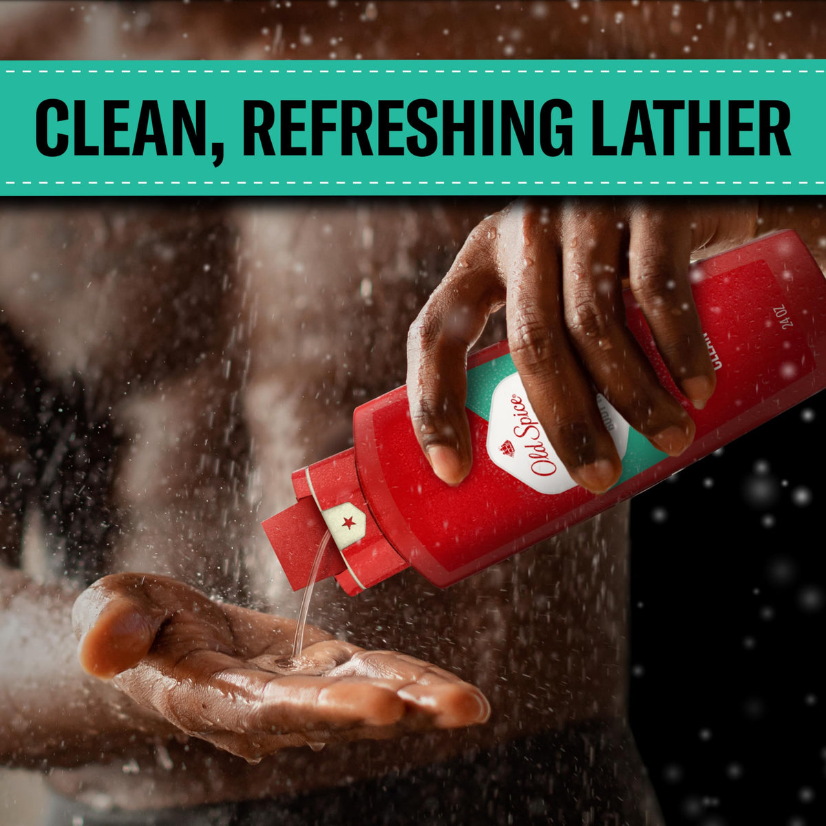 Old Spice Pure Sport texture foam closeup illustrating creamy suds and efficient cleaning