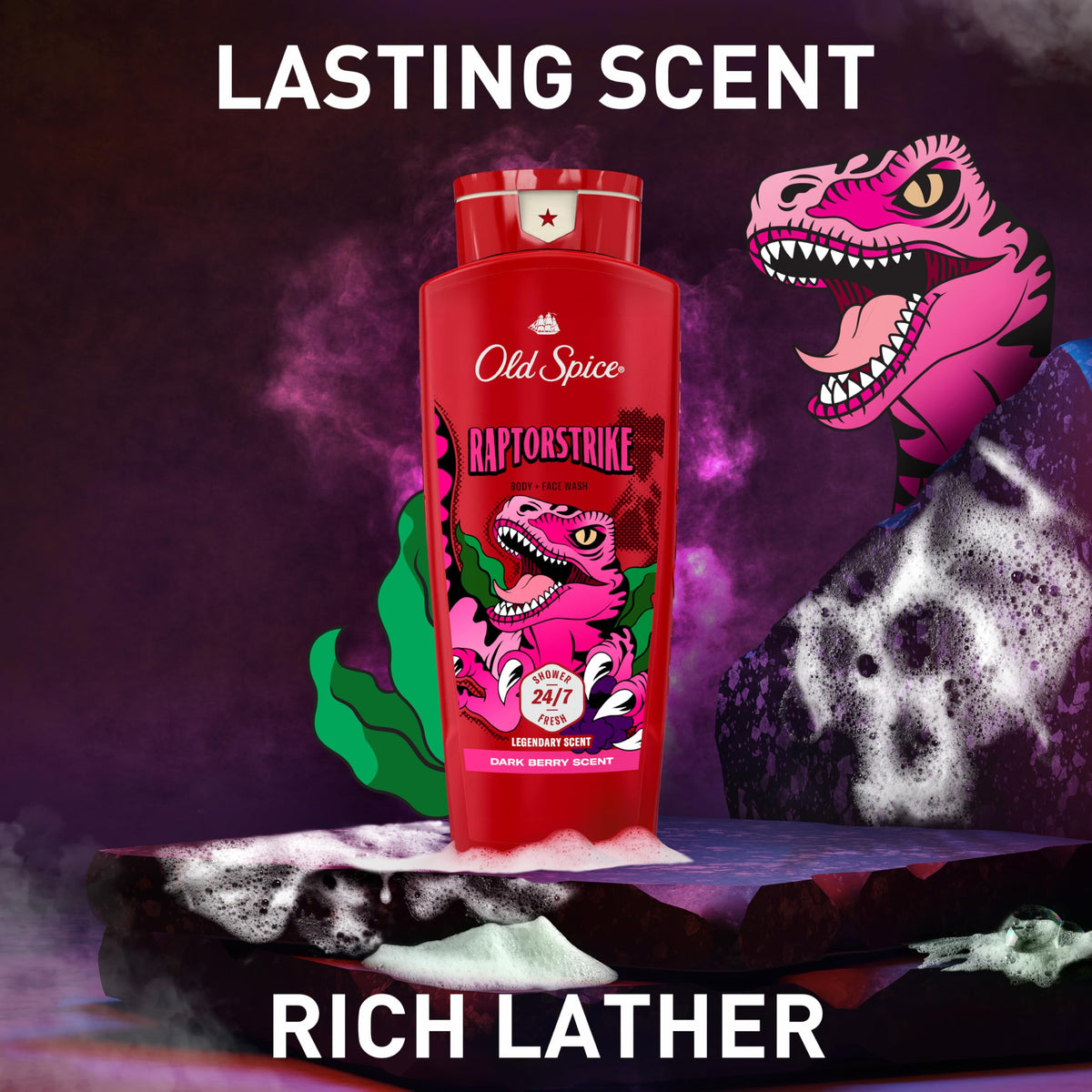 Old Spice Raptorstrike four-pack boxed for value and long supply