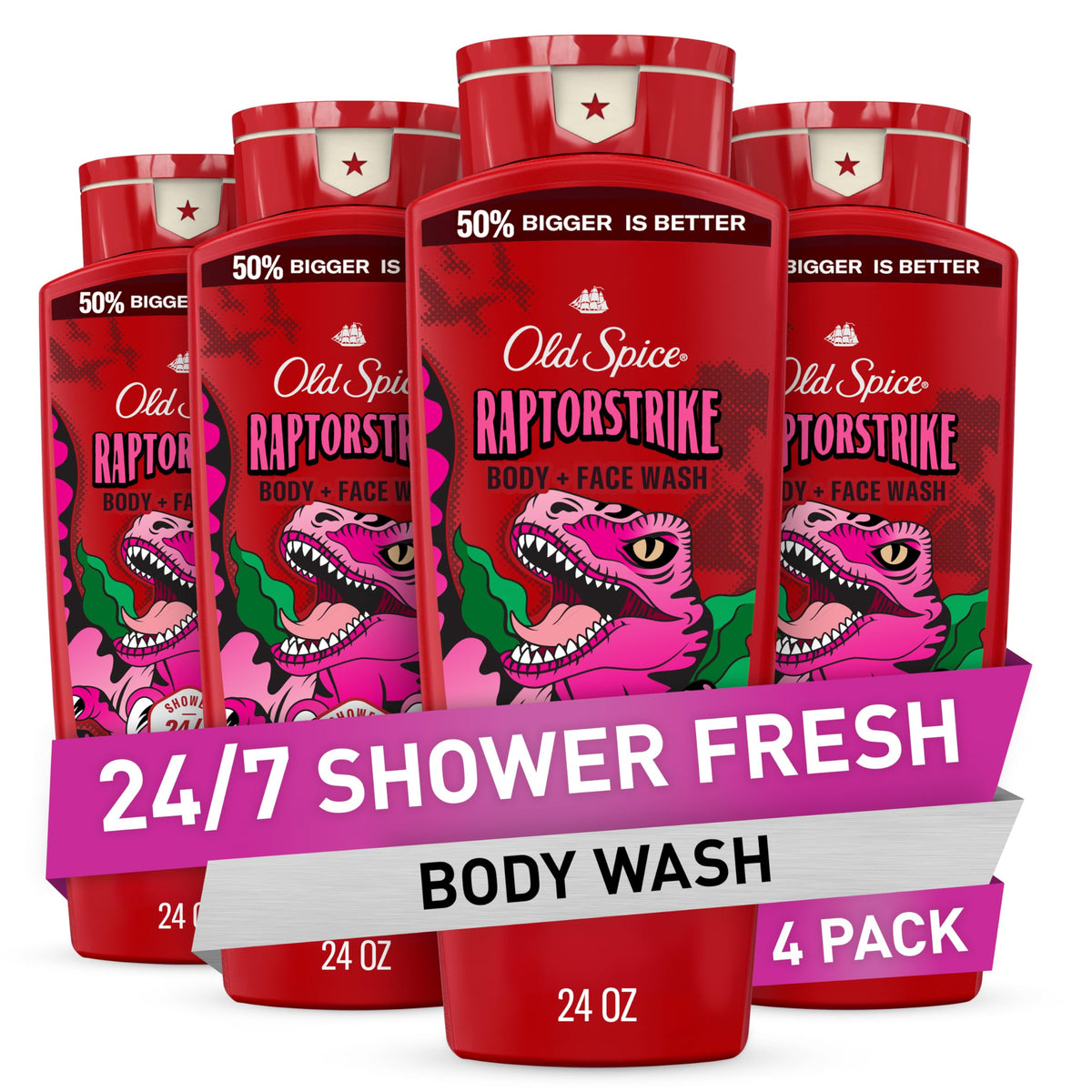 Old Spice Raptorstrike front packaging showing bottle and scent benefit
