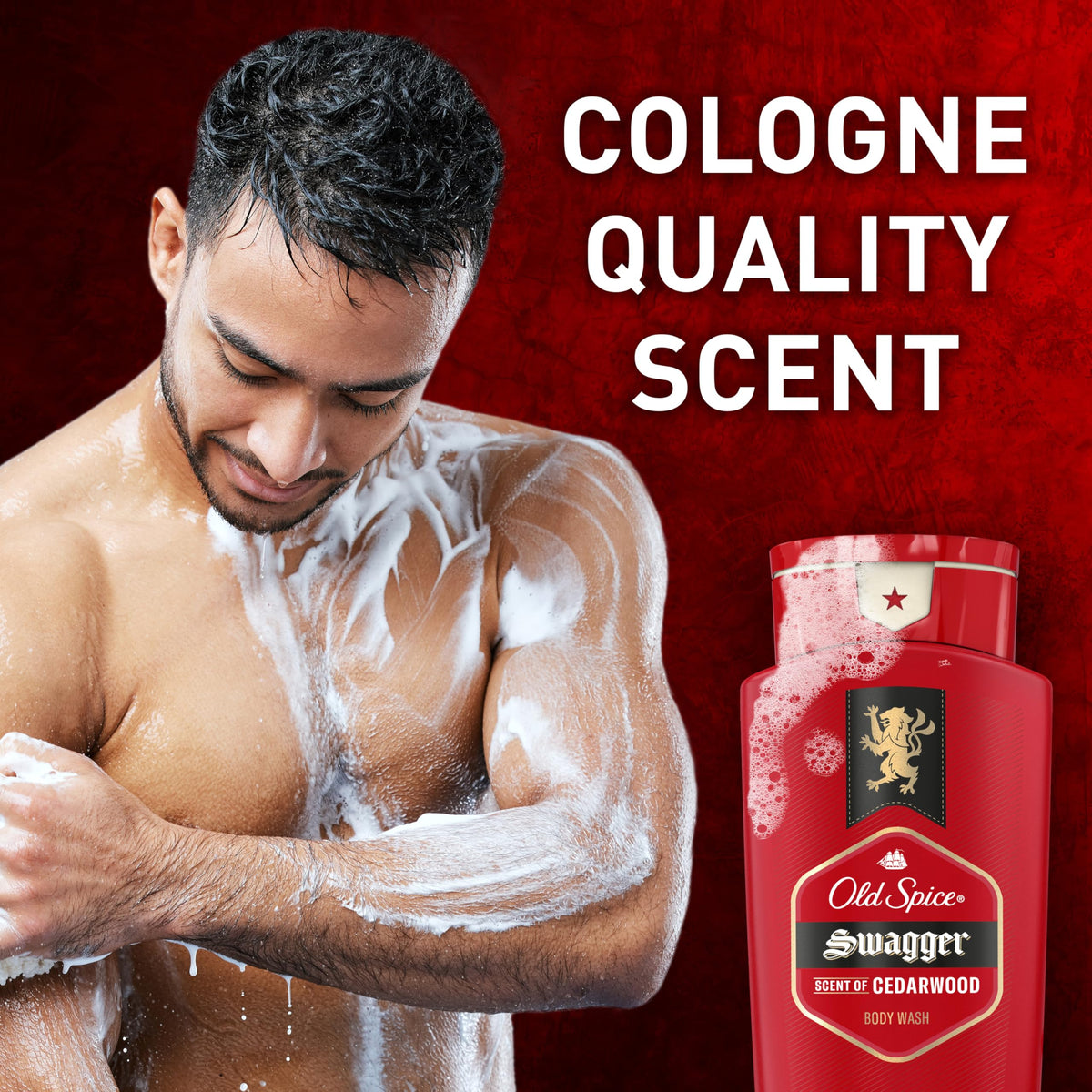 Old Spice rich lather texture showing deep foam for thorough cleansing