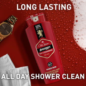 Old Spice next to ruler showing 24 oz size for lasting supply benefit