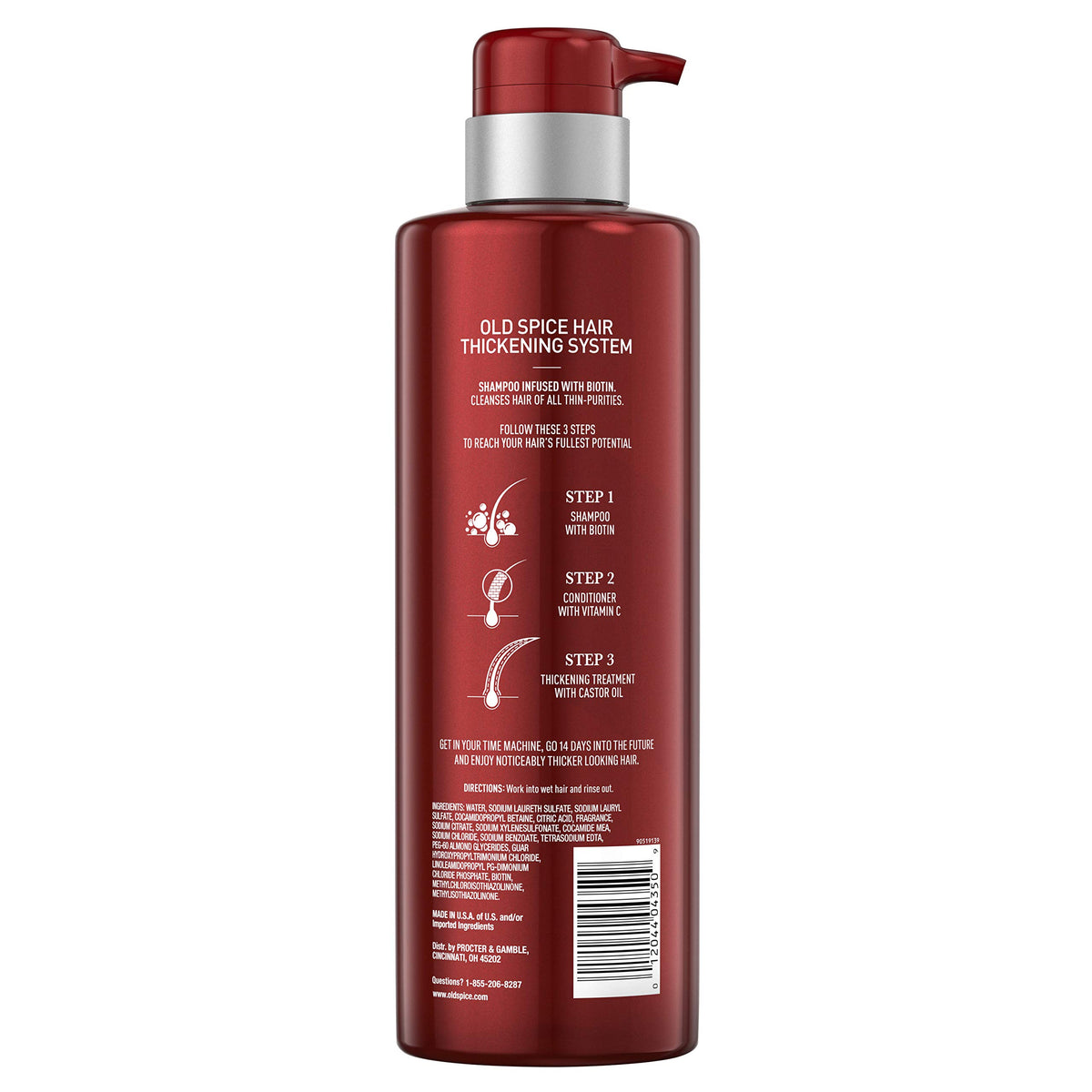 Old Spice shampoo cap and pump close-up for easy dispensing