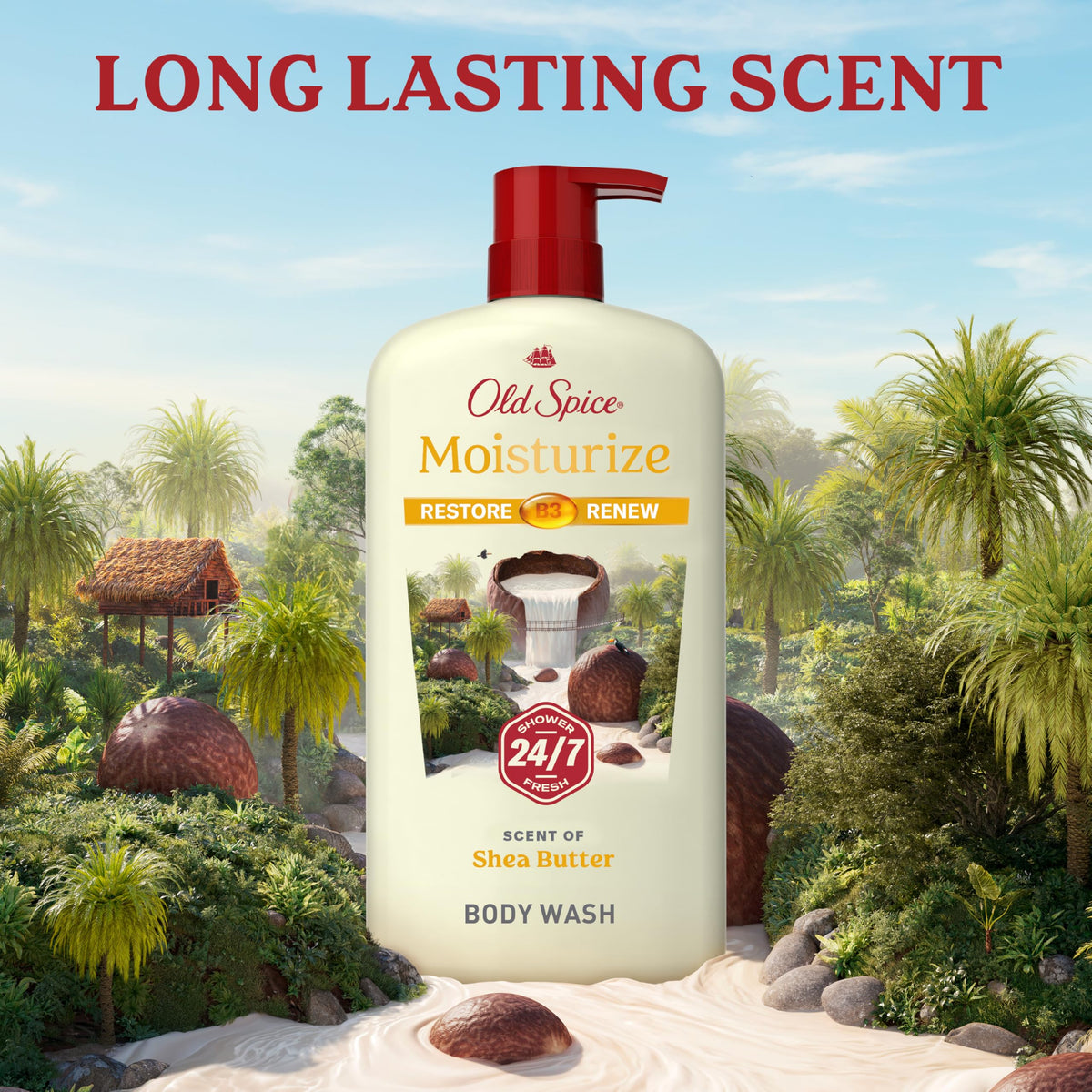 Old Spice shea butter visual representing creamy hydration benefit