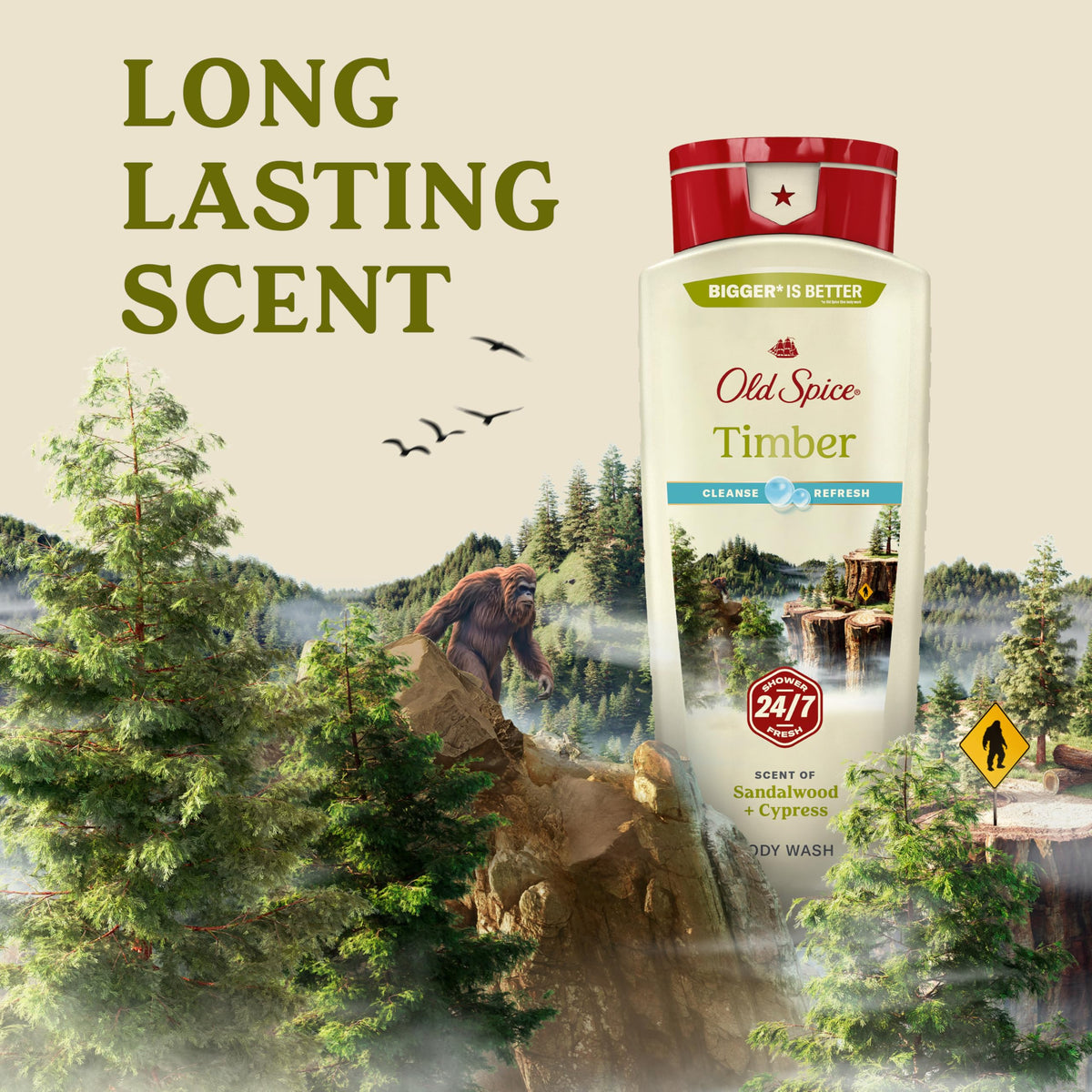 Old Spice in-shower use by man demonstrating refreshing cleanse after activity