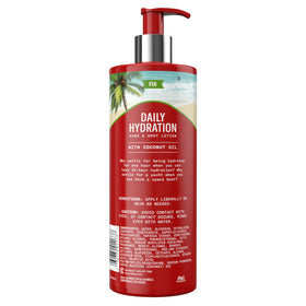 Old Spice bottle beside hand showing 16 fl oz size and convenient pump benefit