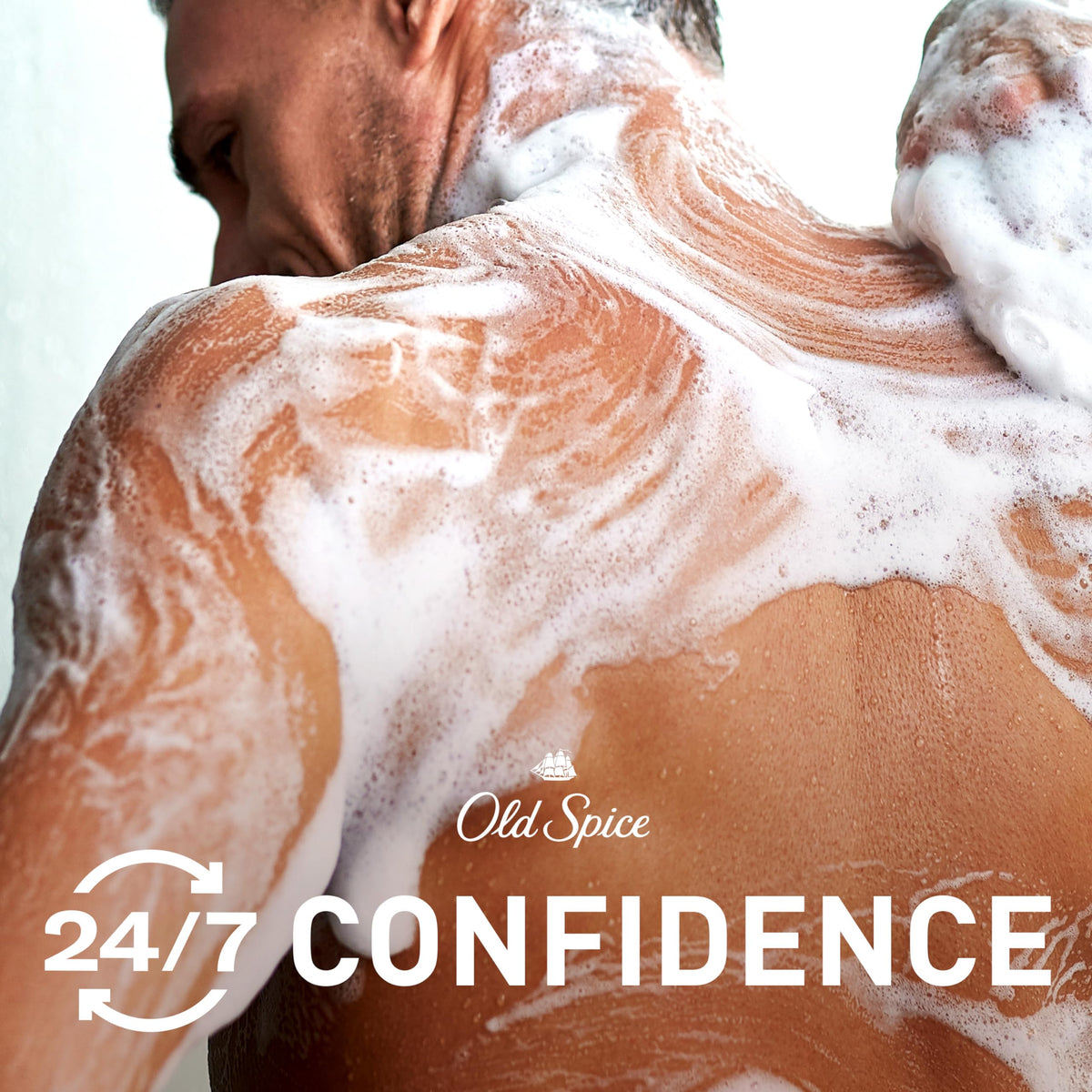 Old Spice soap on shower shelf promoting easy drainage and longer life