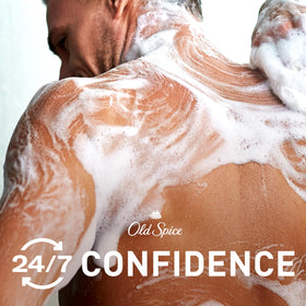 Old Spice soap on shower shelf promoting easy drainage and longer life