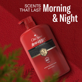 Old Spice Swagger on bathroom shelf in lifestyle scene suggesting grooming routine enhancement