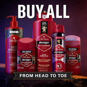 Old Spice Swagger bottle on bathroom shelf depicting everyday routine readiness