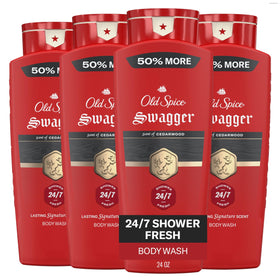 Old Spice Swagger cedarwood front packaging showing bold bottle and scent