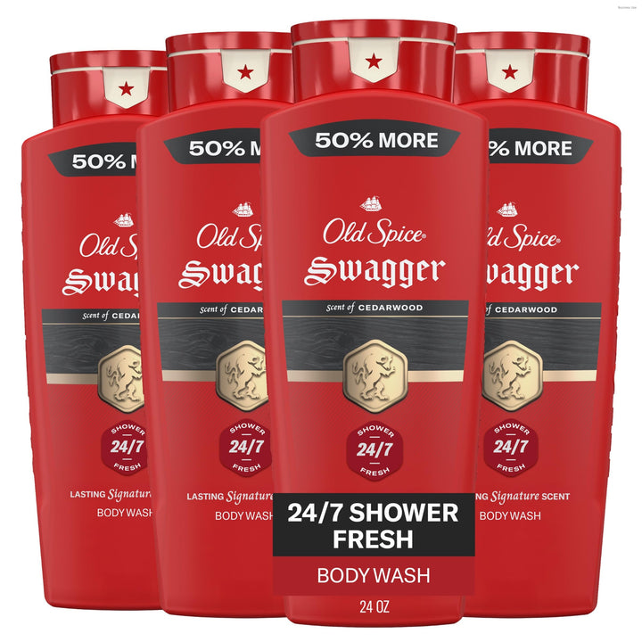 Old Spice Swagger cedarwood front packaging showing bold bottle and scent