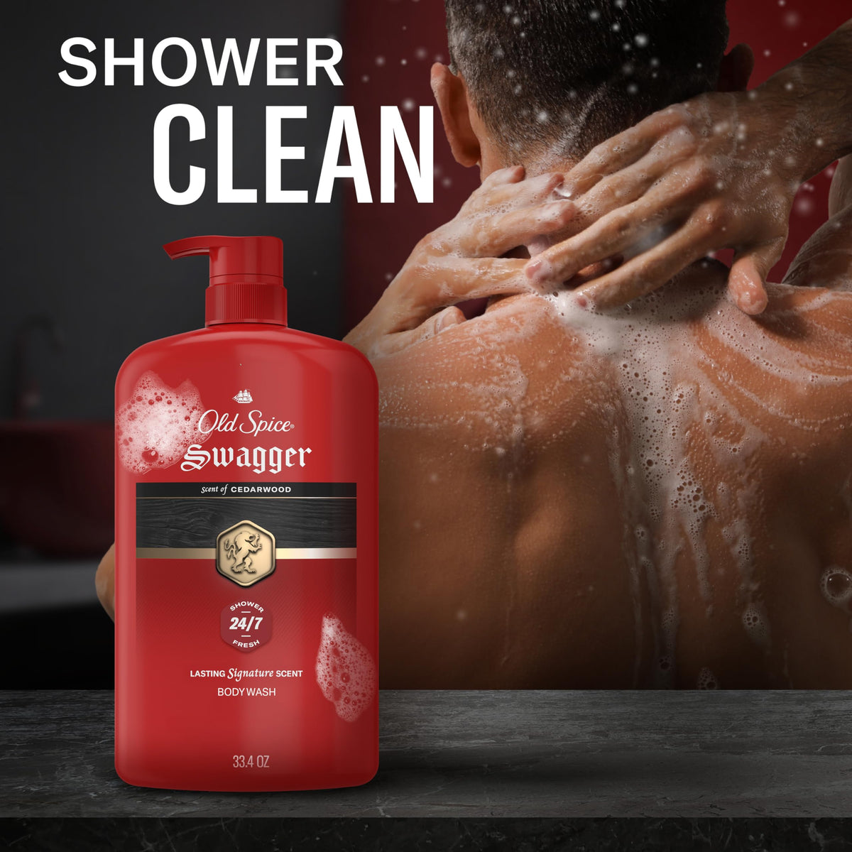 Old Spice Swagger with cedarwood sprigs to highlight cedarwood scent notes and natural appeal