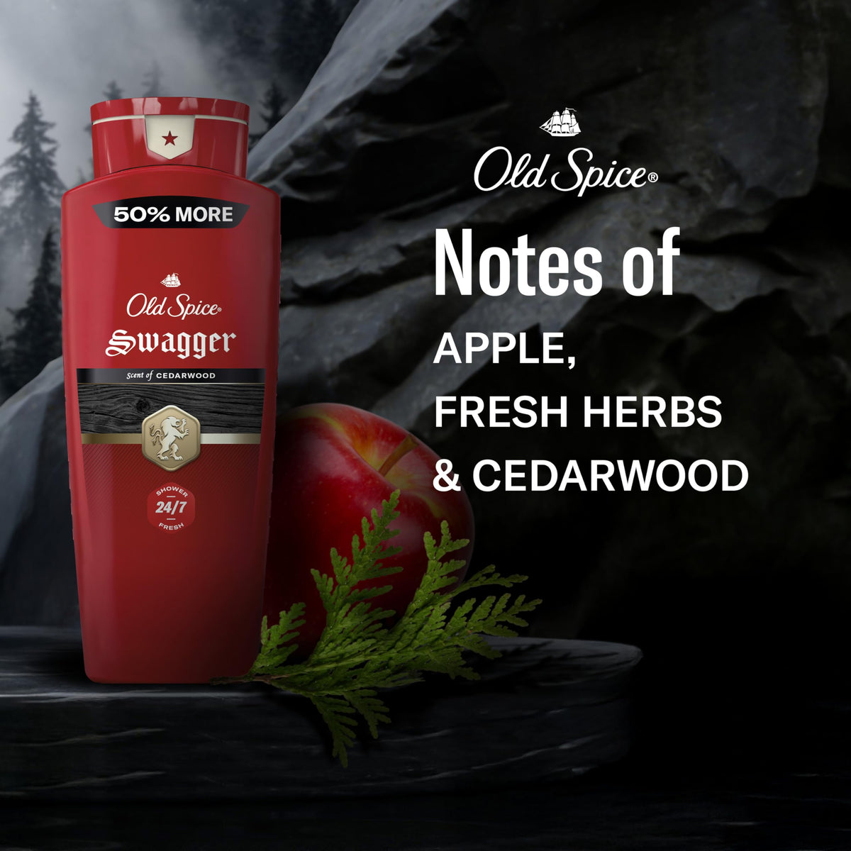 Old Spice label detail showing ingredient and scent name for clear product identification benefit