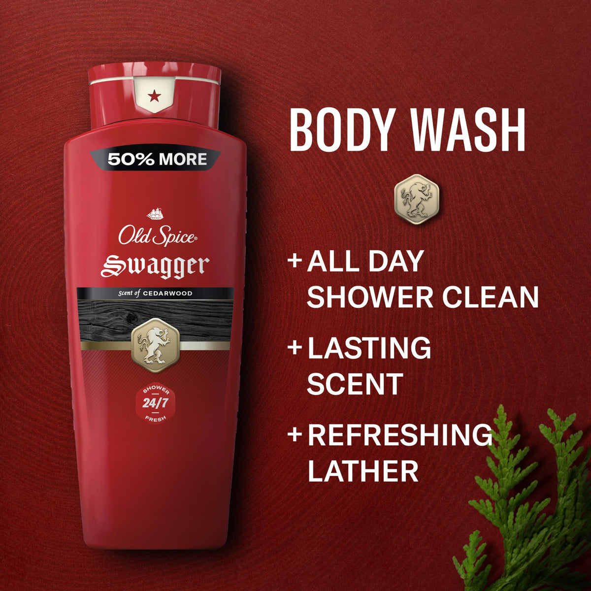 Old Spice bottle pump close-up highlighting easy-dispense and controlled usage benefit