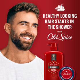 Old Spice Swagger twin bottles on shower shelf suggesting gym and home convenience