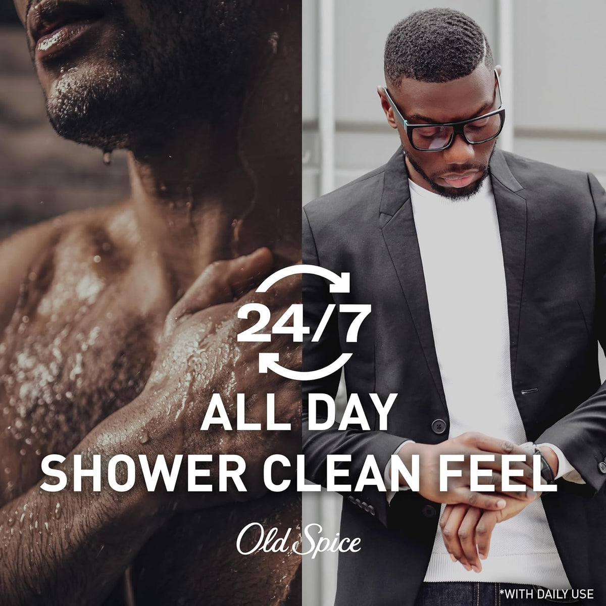 Old Spice in-shower scene demonstrating Swagger freshness after exercise