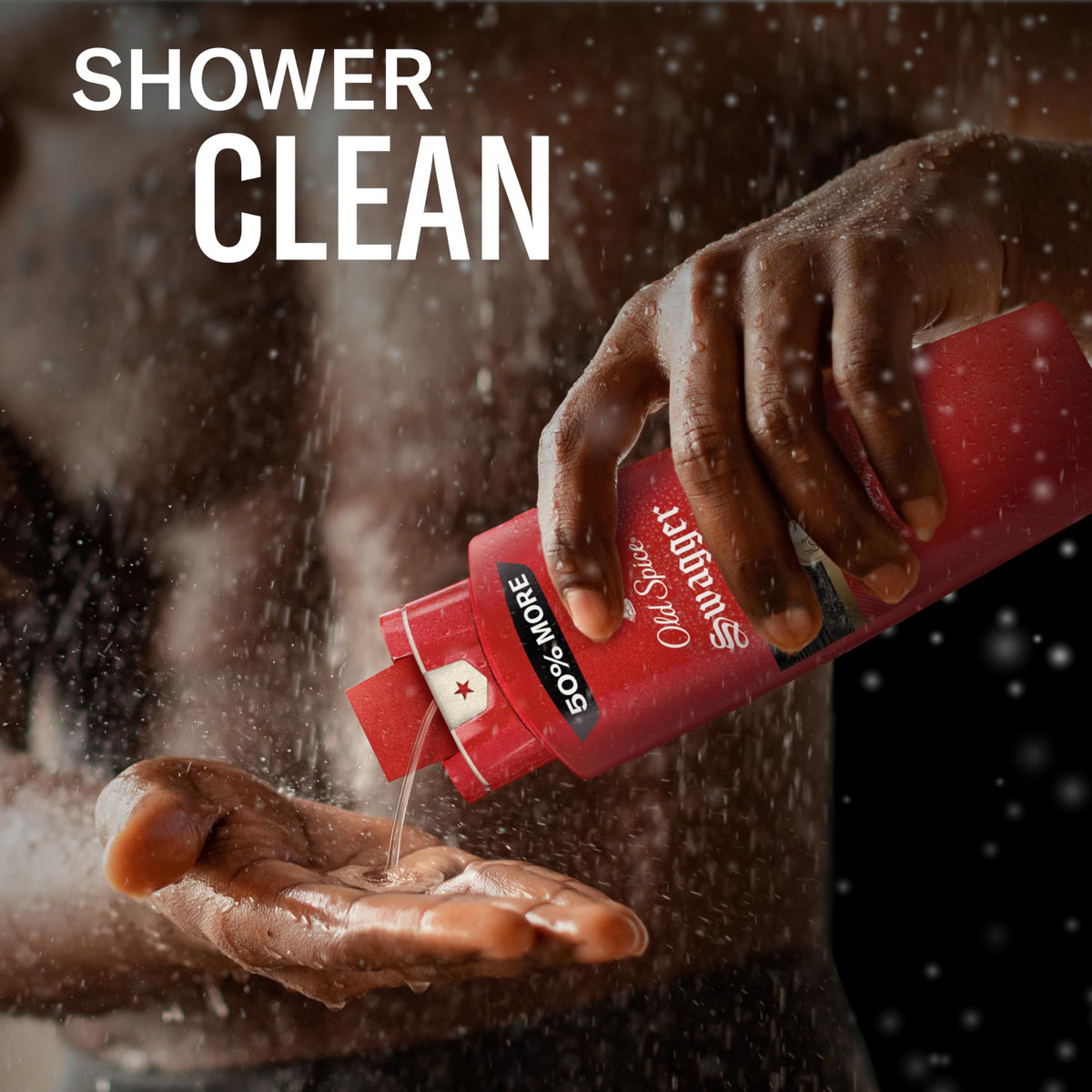 Old Spice Swagger 24oz bottle beside hand showing true size