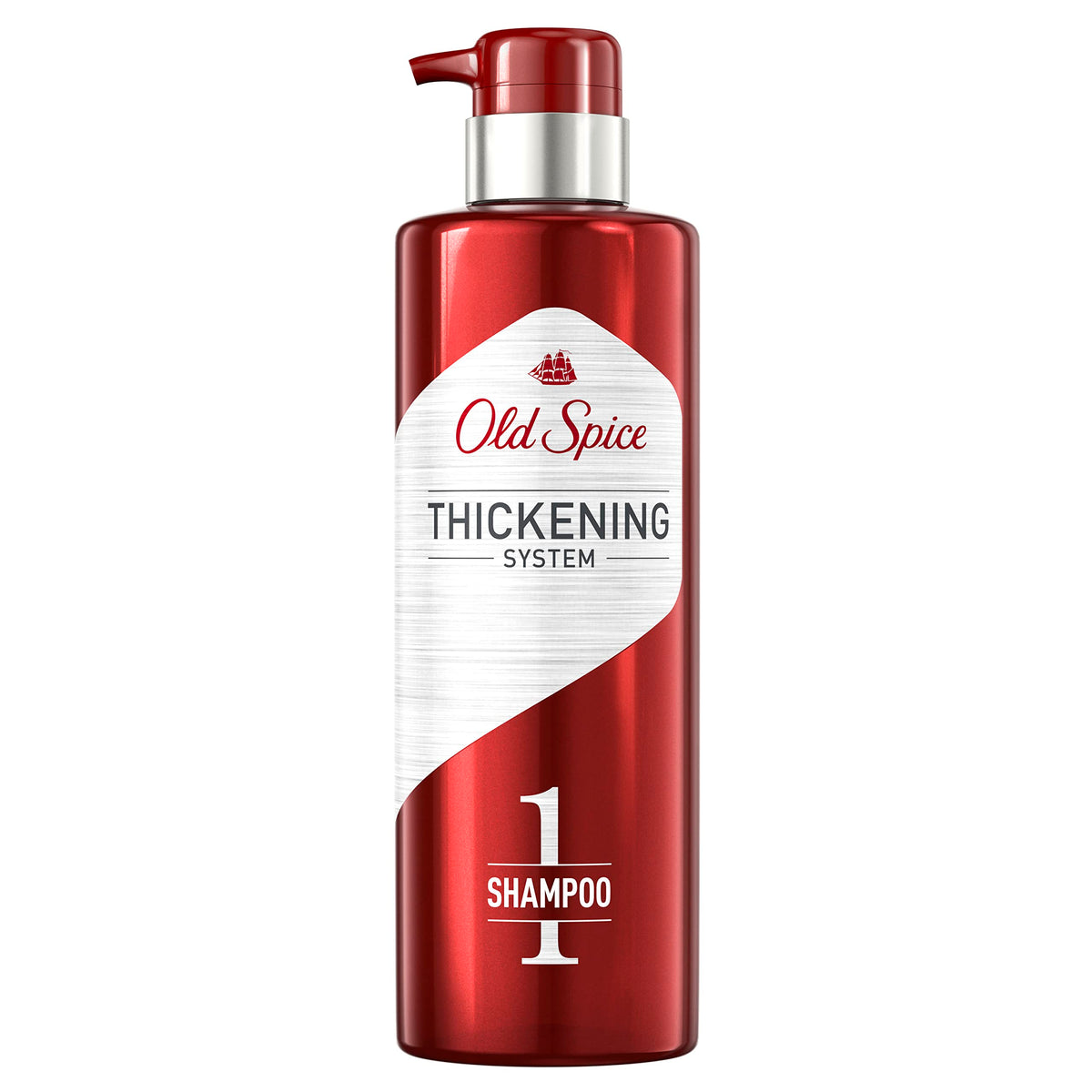 Old Spice bottle front view showing label and benefits for fuller hair