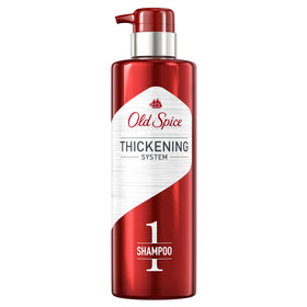 Old Spice bottle front view showing label and benefits for fuller hair